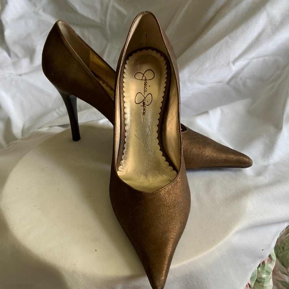 Classic Stacked heel 4 inch copper shoe